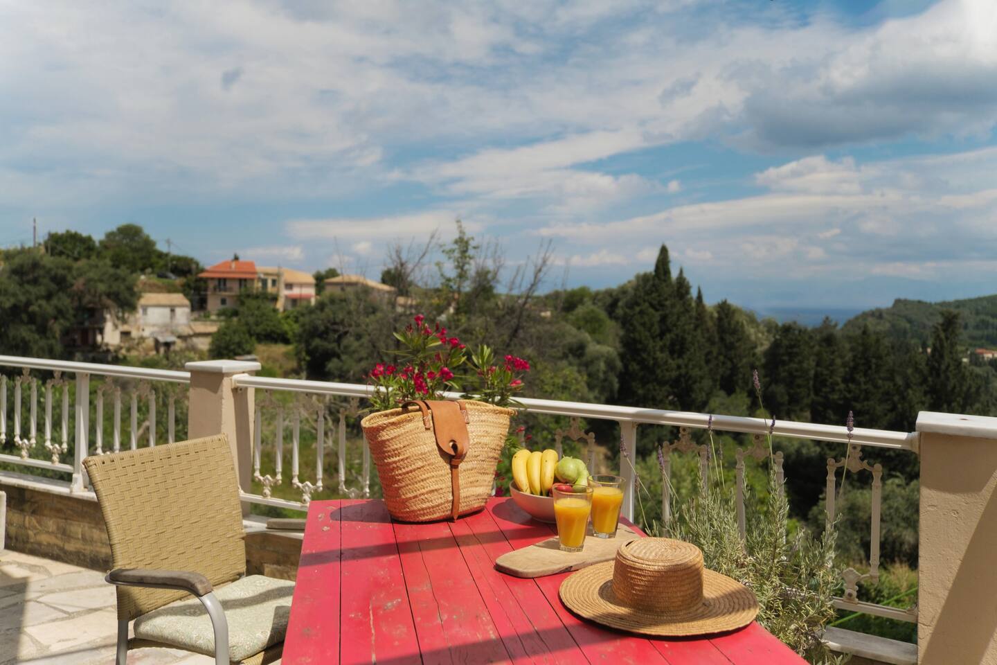 Zaharenia House, Corfu - Outside patio, sea view